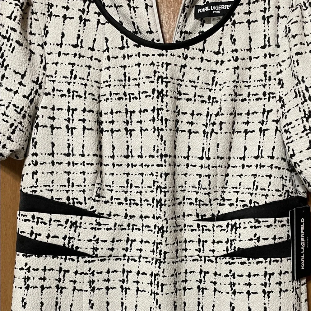 Karl Lagerfeld Black and White Patterned Midi Dress - Picture 3 of 8